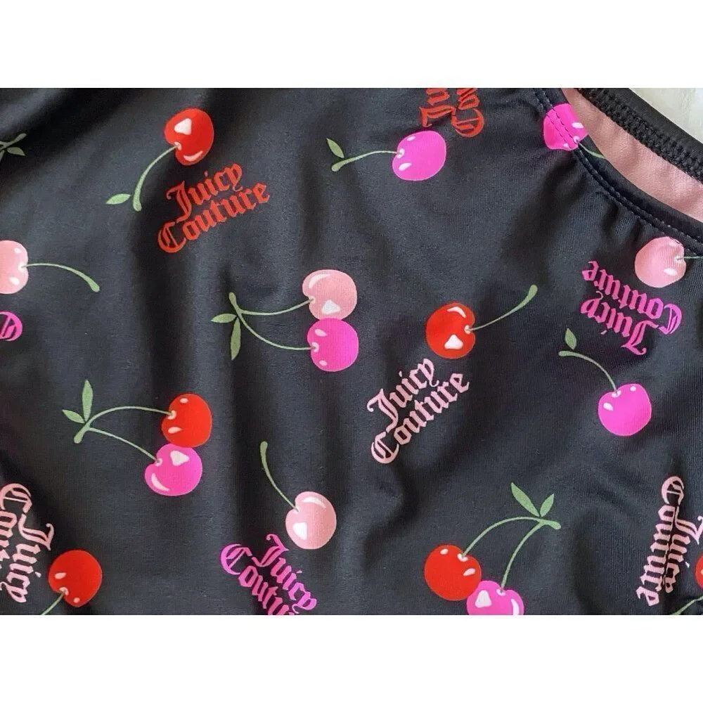 Juicy‎ Couture Ruffle Cut Out Swimsuit One Piece Lined Cherry Logo Size M NEW